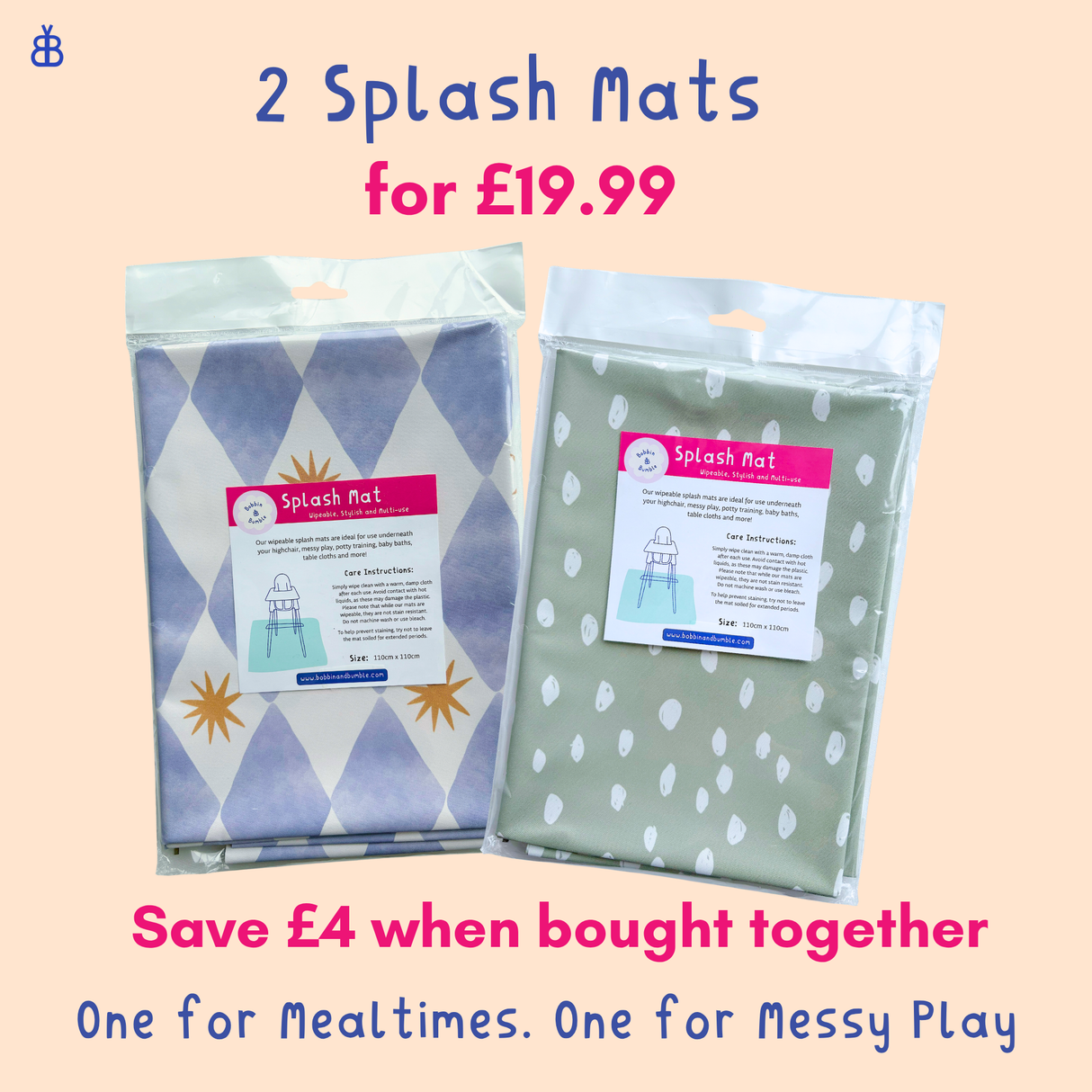 Splash Mat Bundle - Blue Harlequin and Sage Spots
