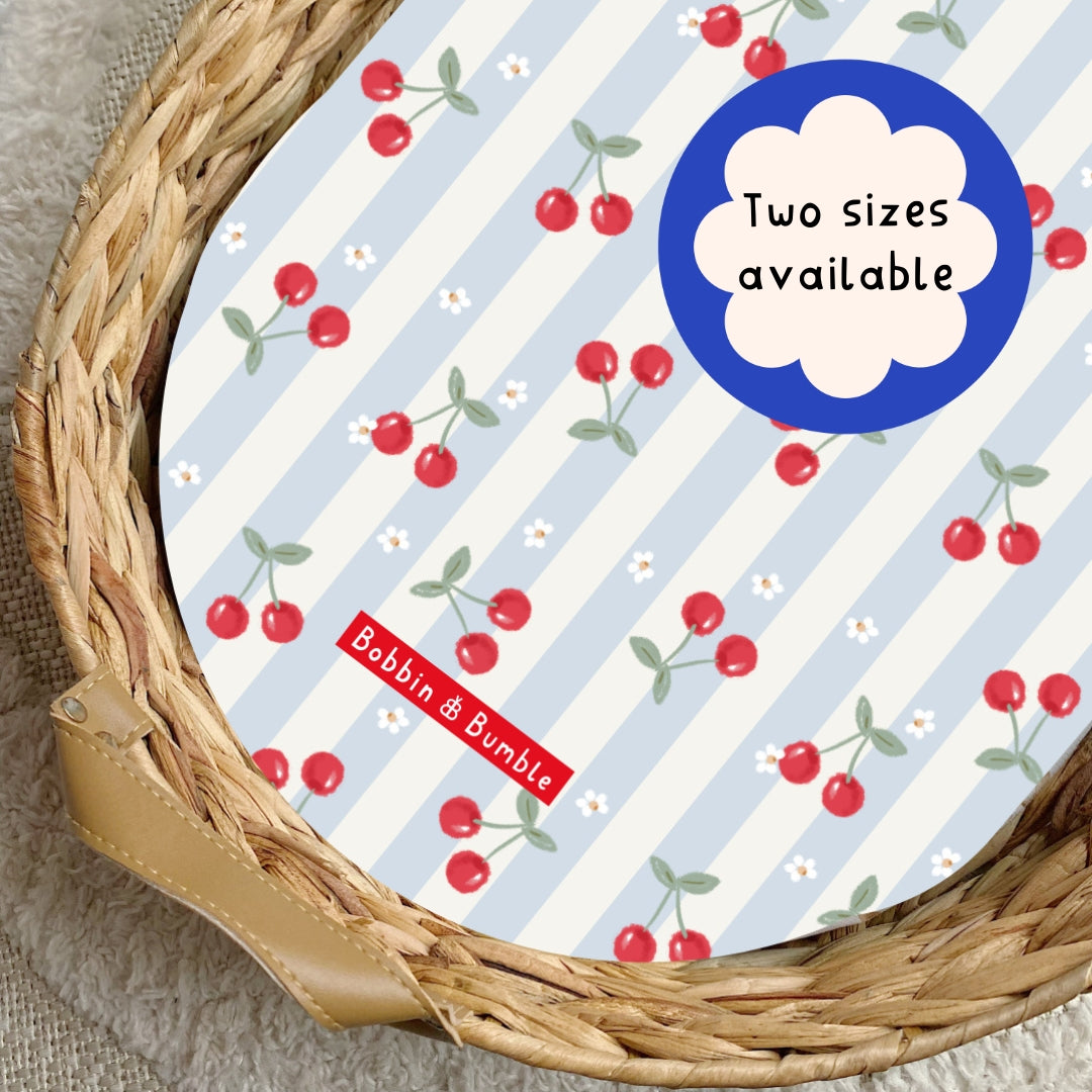 Cherry Stripe Print PVC Changing Basket Liner | Bobbin and Bumble