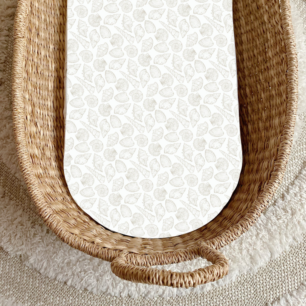 Basket Changing Mat - Natural Seashell Print | Bobbin and Bumble.
