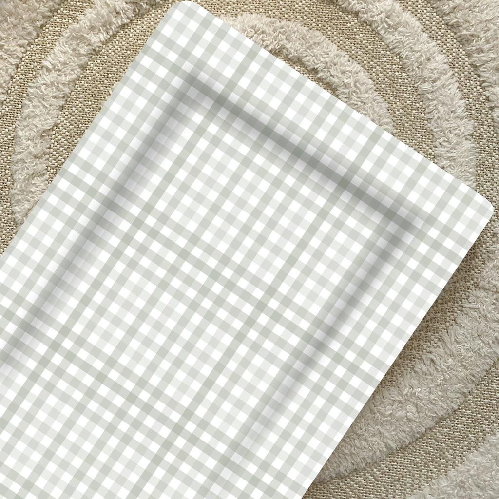 Deluxe Baby Changing Mat - Sage Green Gingham | Bobbin and Bumble.