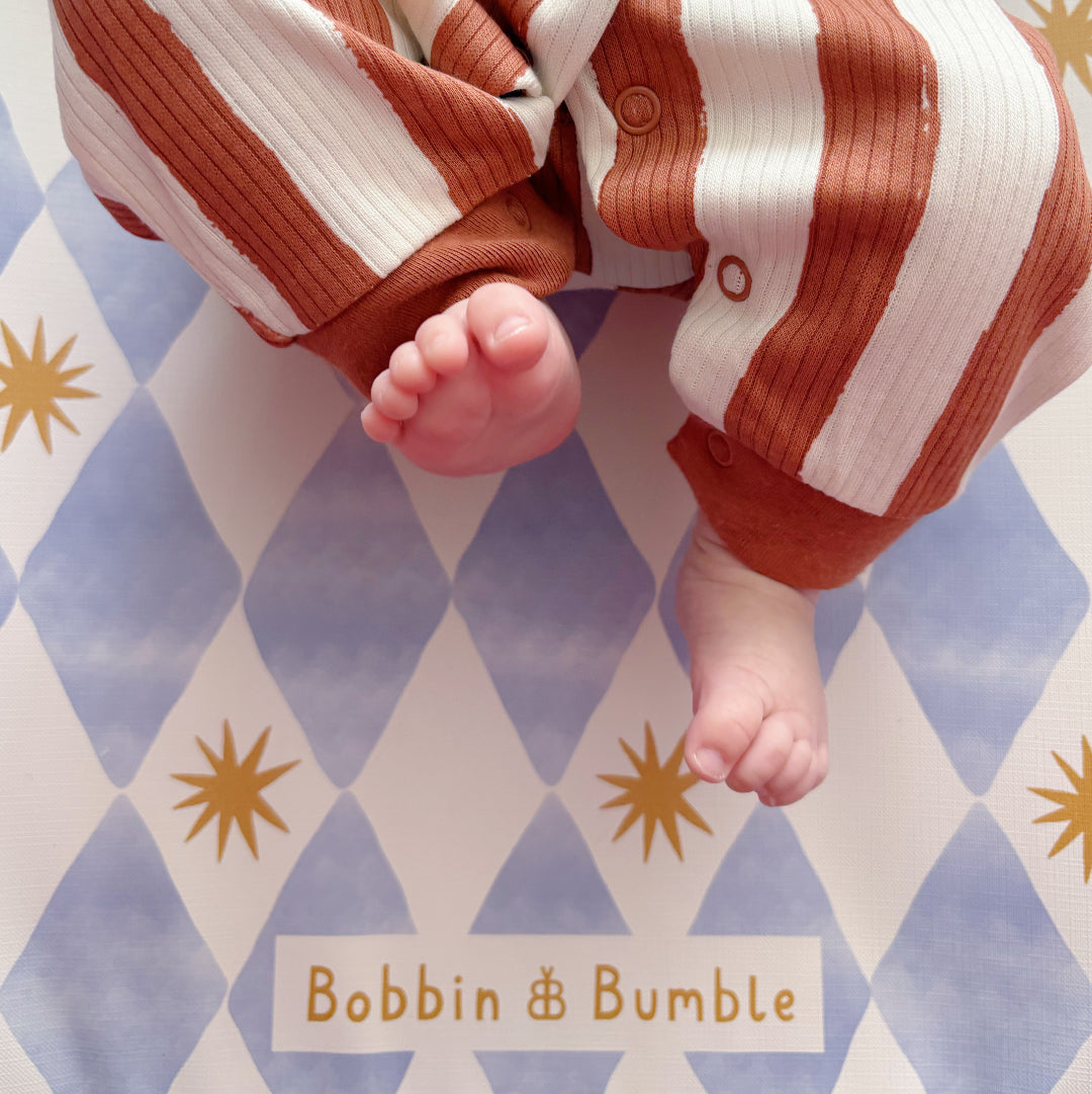 Anti-Roll Wedge Baby Changing Mat - Blue Harlequin