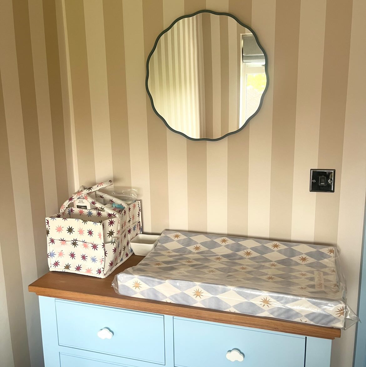 Anti-Roll Wedge Baby Changing Mat - Blue Harlequin