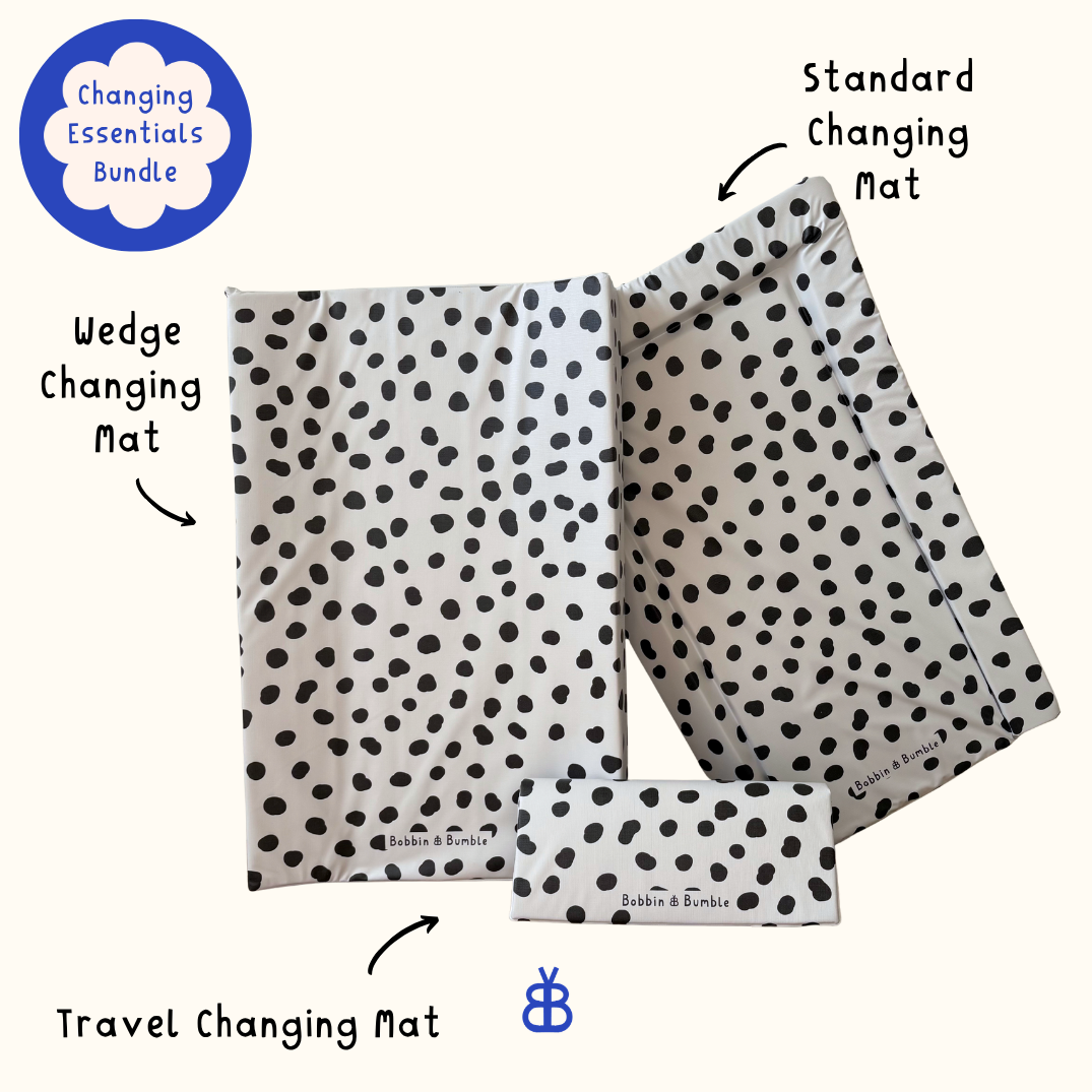 Complete Baby Changing Mat Bundle - Black Spots | Bobbin and Bumble.