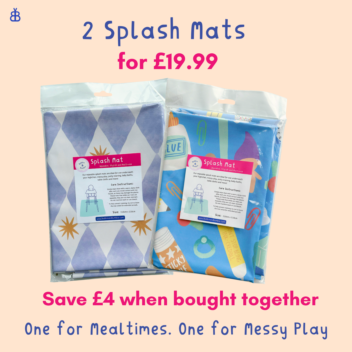 Splash Mat Bundle - Blue Harlequin and Crafty