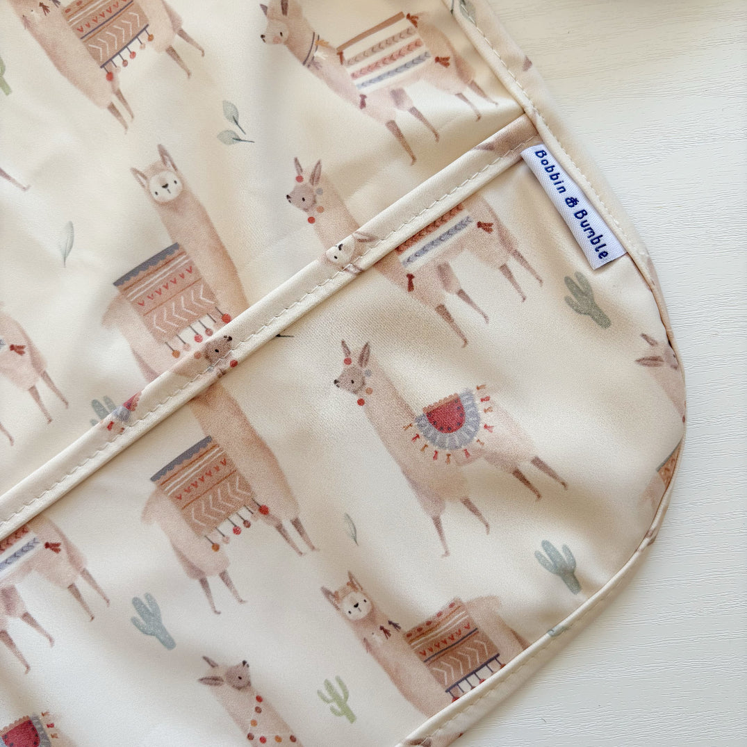 Long Sleeved Baby Bib - Alpacas