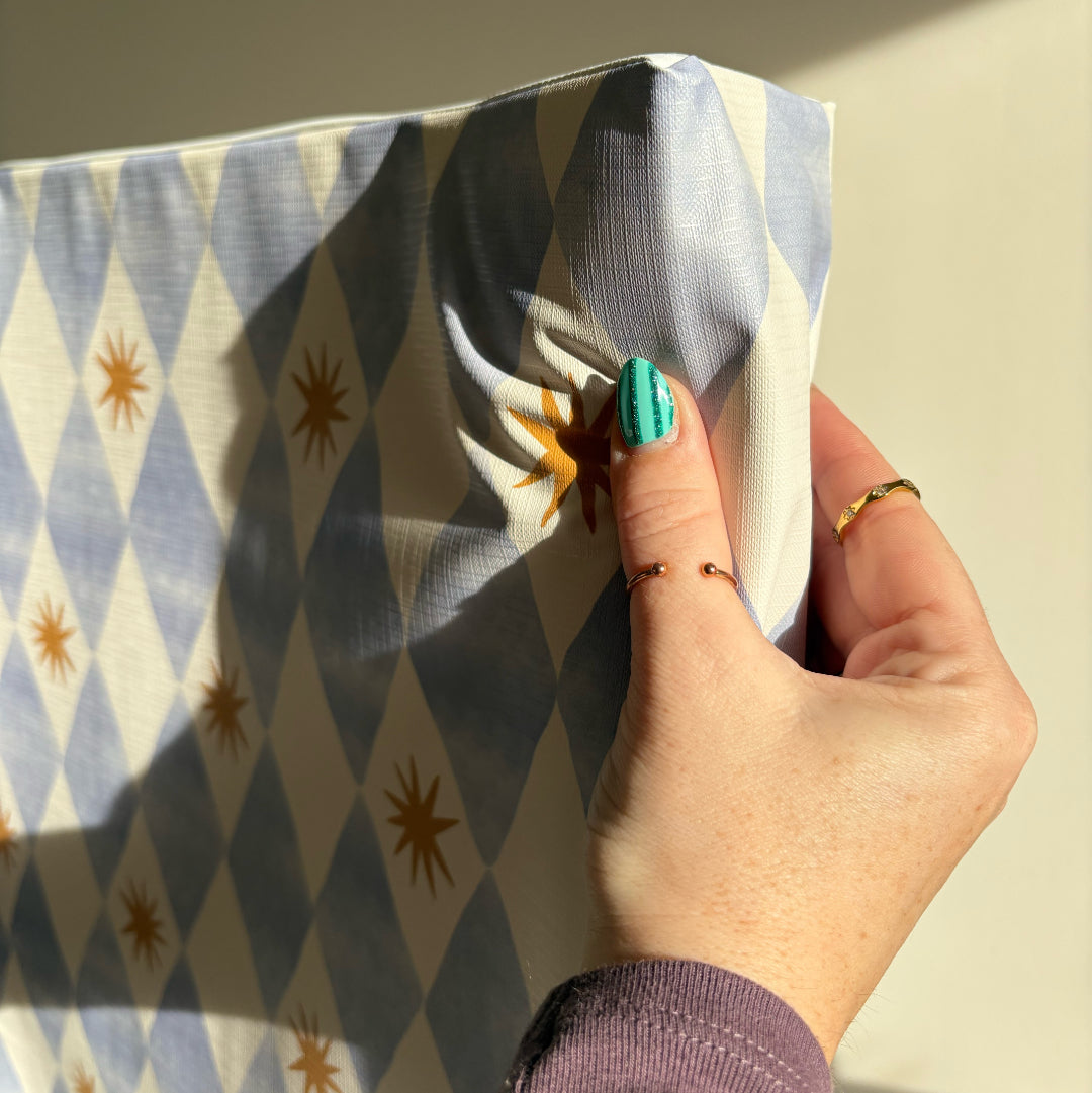 Anti-Roll Wedge Baby Changing Mat - Blue Harlequin