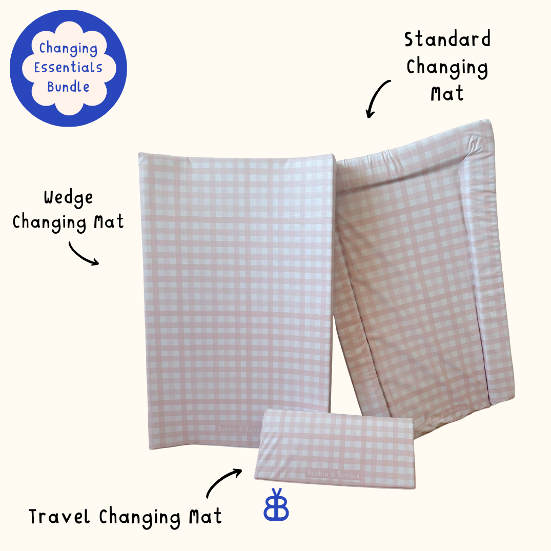 Complete Baby Changing Mat Bundle - Pink Gingham