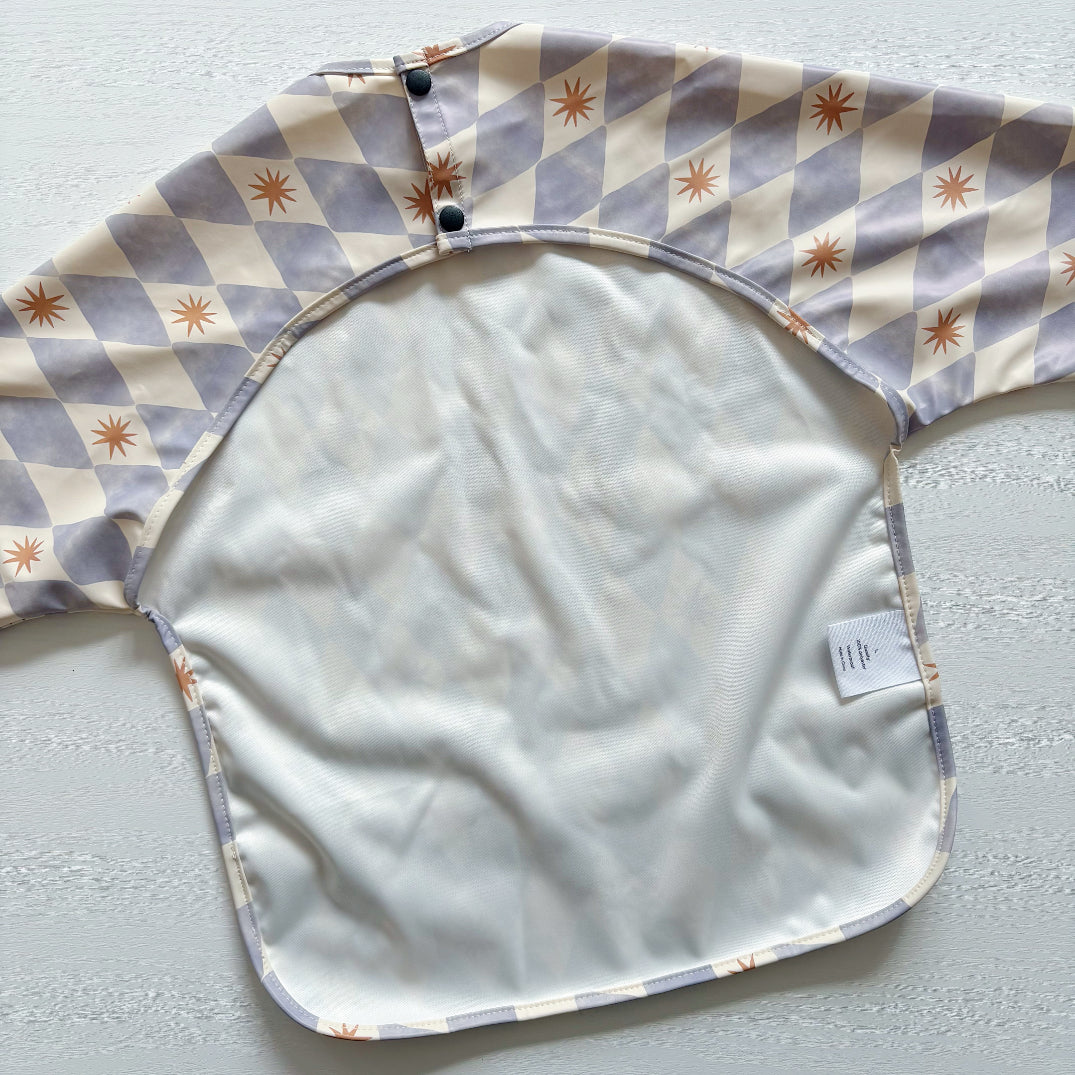 Long Sleeved Baby Bib - Blue Harlequin