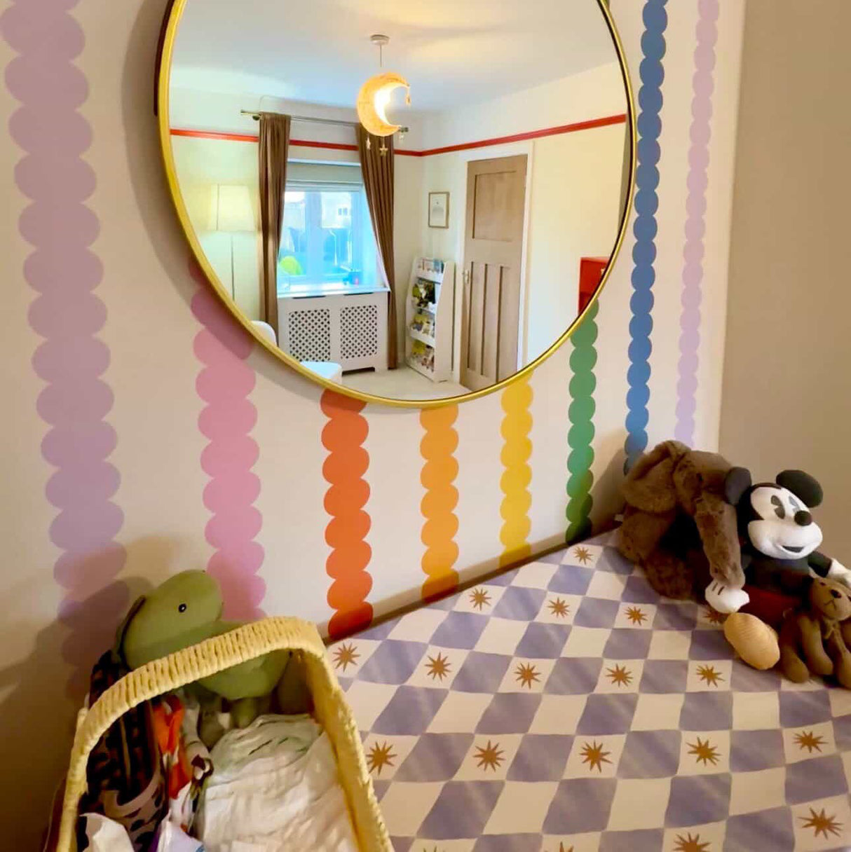 Anti-Roll Wedge Baby Changing Mat - Blue Harlequin