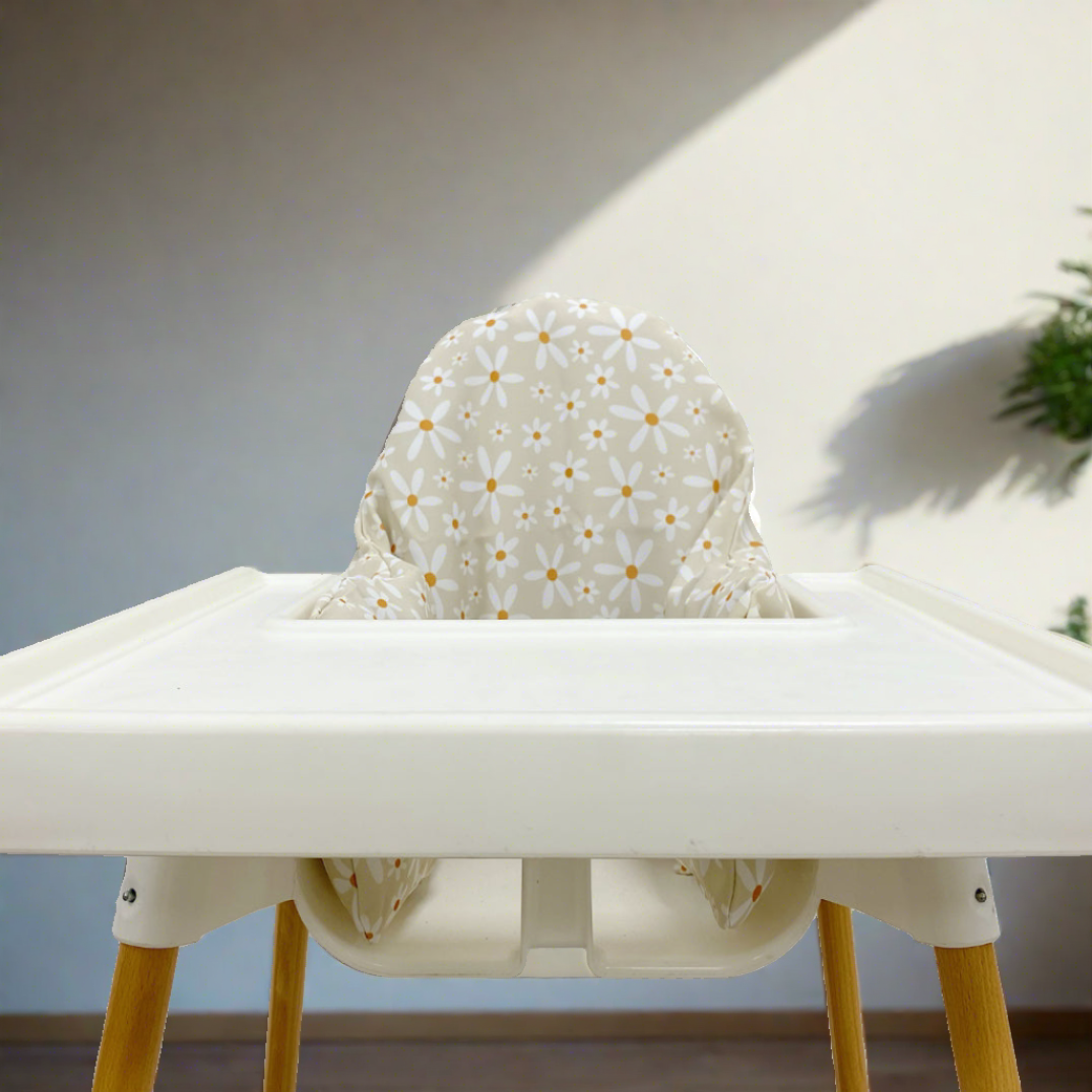 IKEA High Chair Cushion Cover - Cream Daisy Print | Bobbin and Bumble.