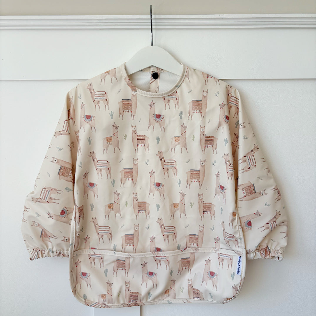 Long Sleeved Baby Bib - Alpacas