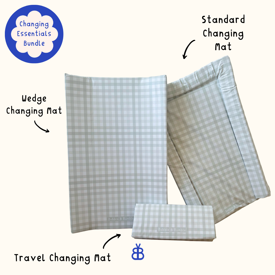 Complete Baby Changing Mat Bundle - Sage Gingham