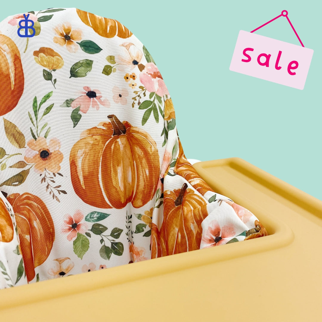Halloween IKEA High Chair Cushion Cover - Fall Floral Pumpkins Print