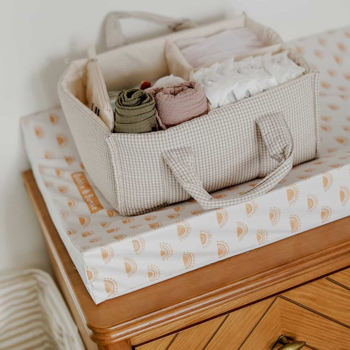 Anti-Roll Wedge Changing Mat - Boho Suns Print