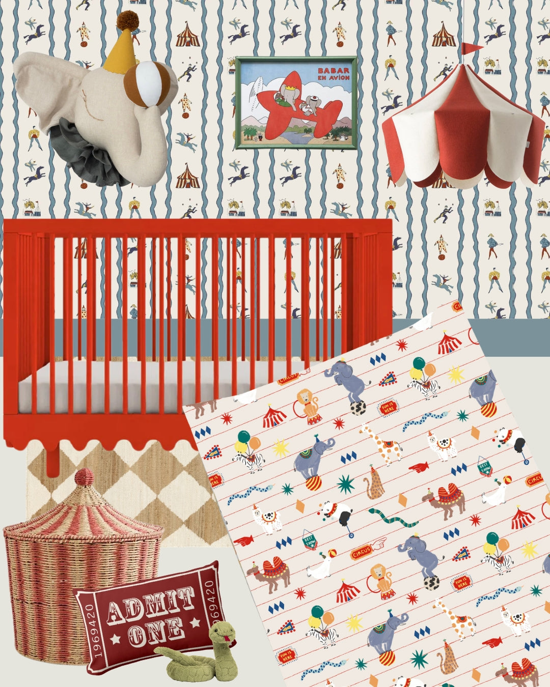 Anti-Roll Wedge Baby Changing Mat - Circus