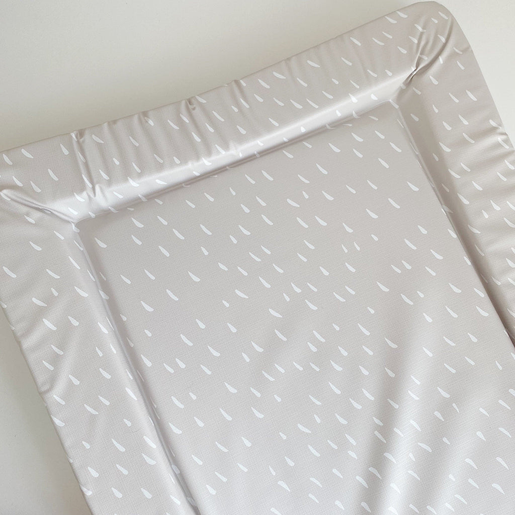 Deluxe Baby Changing Mat - Greige dash neutral Print | Bobbin and Bumble.