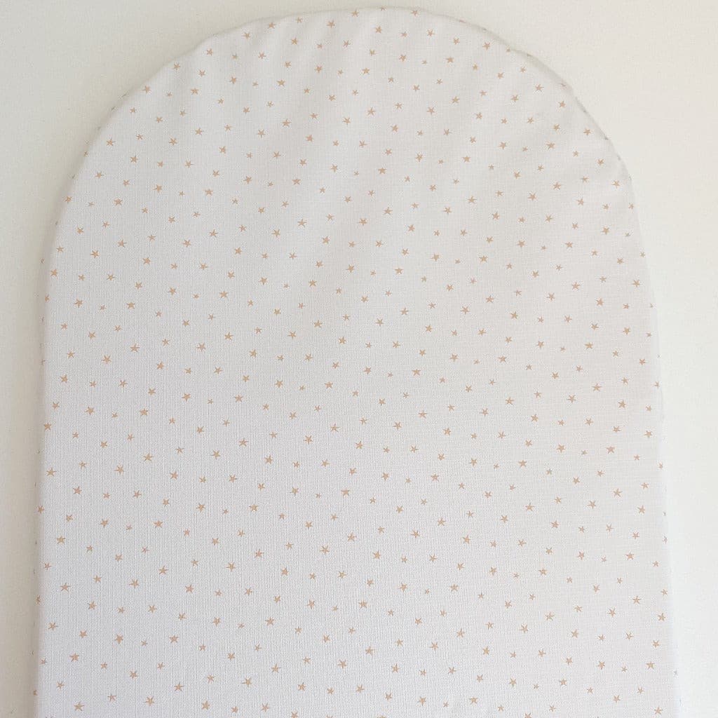 Padded Baby Changing Basket Mat - Beige and Gold Stars Print | Bobbin and Bumble.