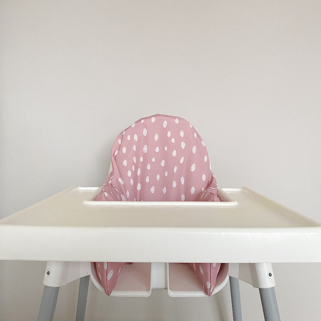 IKEA Highchair Cushion Cover - Dusky Pink Spots | Bobbin and Bumble.