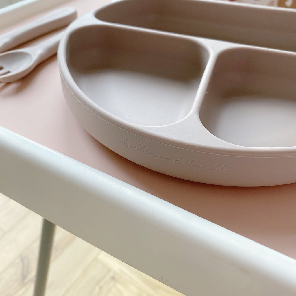 Taupe Silicone Suction Weaning Set | Bobbin and Bumble.