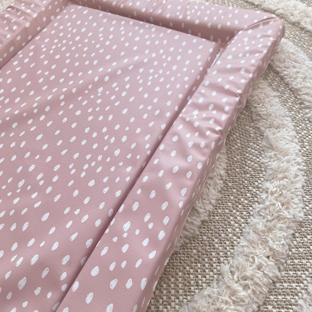 Deluxe Baby Changing Mat - Dusky Pink Spots Print | Bobbin and Bumble.