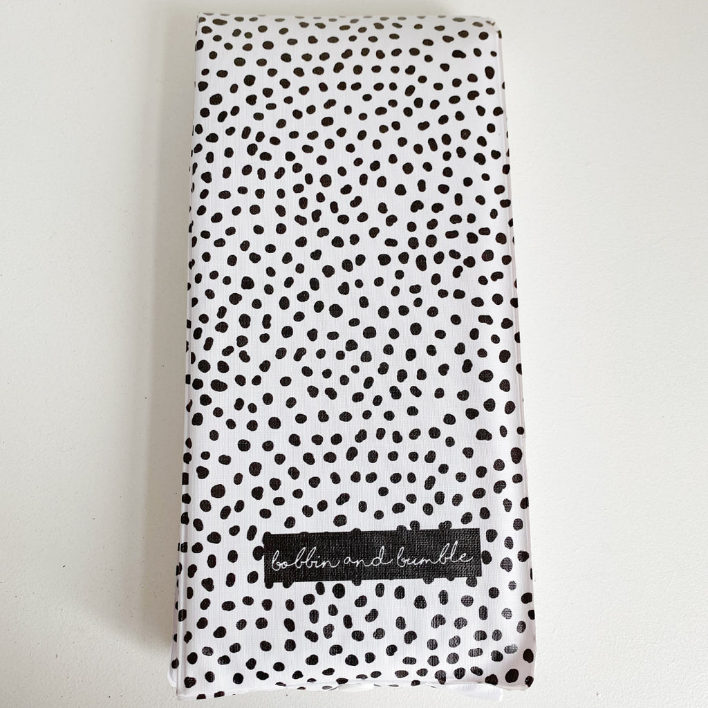 Folding Baby Changing Mat - Black Spotty Print | Bobbin and Bumble.