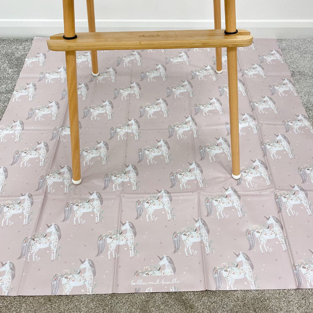 Splash mat - Floral Pink Unicorn | Bobbin and Bumble.