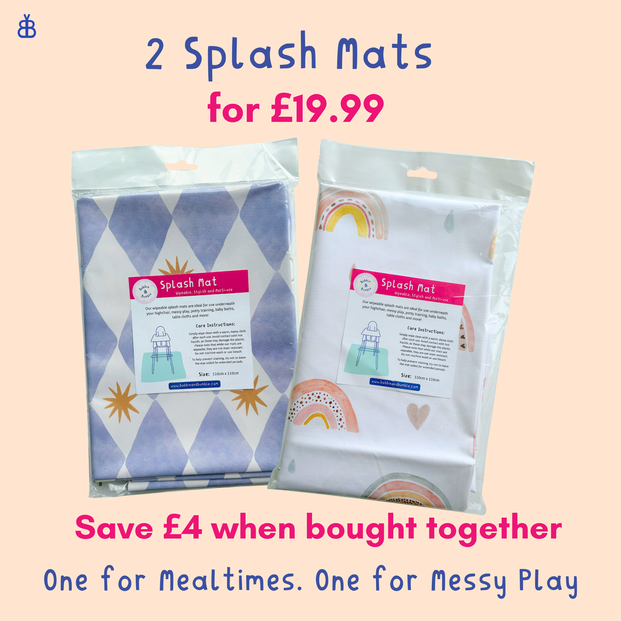 Splash Mat Bundle - Blue Harlequin and Beau Rainbow