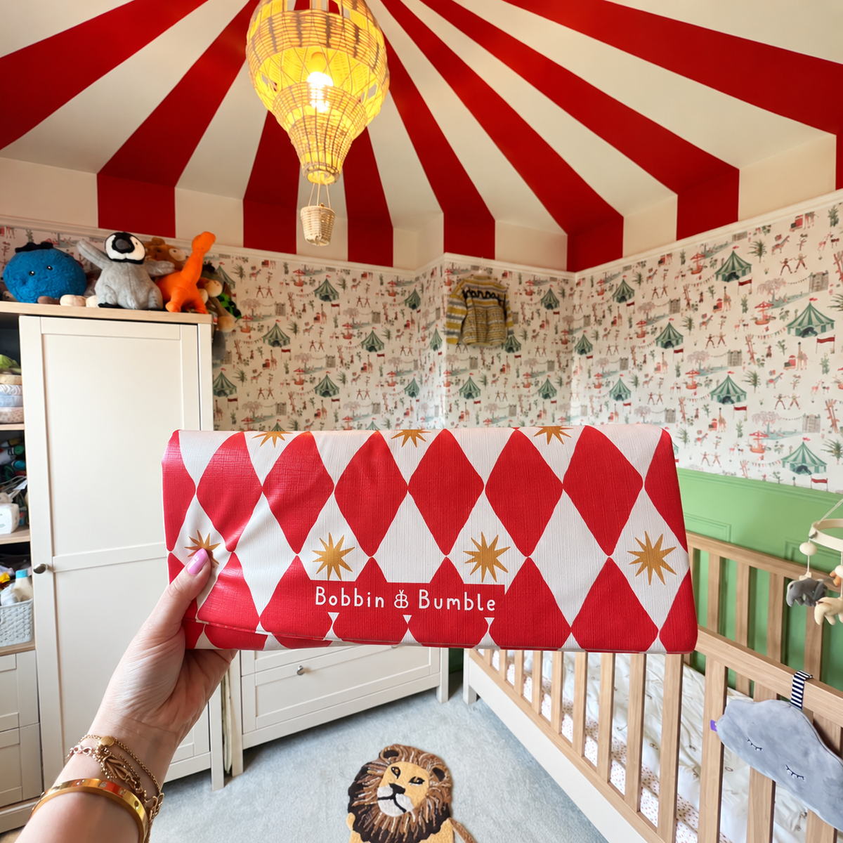 Travel Changing Mat - Red Harlequin