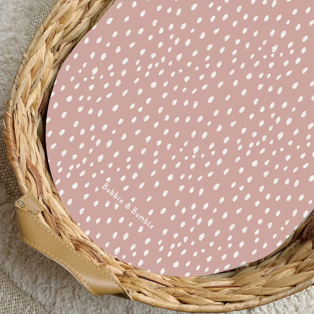 Dusky Pink Dots PVC Changing Basket Liner | Bobbin and Bumble | Bobbin and Bumble.
