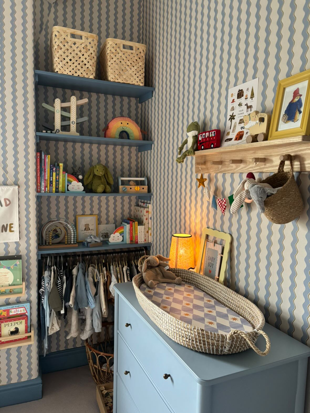 Blue Harlequin PVC Changing Basket Liner | Bobbin and Bumble
