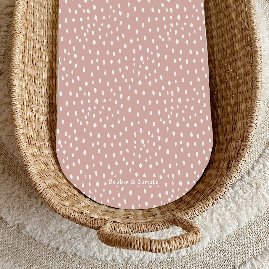 Dusky Pink Dots PVC Changing Basket Liner | Bobbin and Bumble | Bobbin and Bumble.