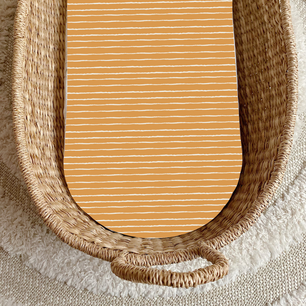 Basket Changing Mat - Mustard Stripe Print | Bobbin and Bumble.