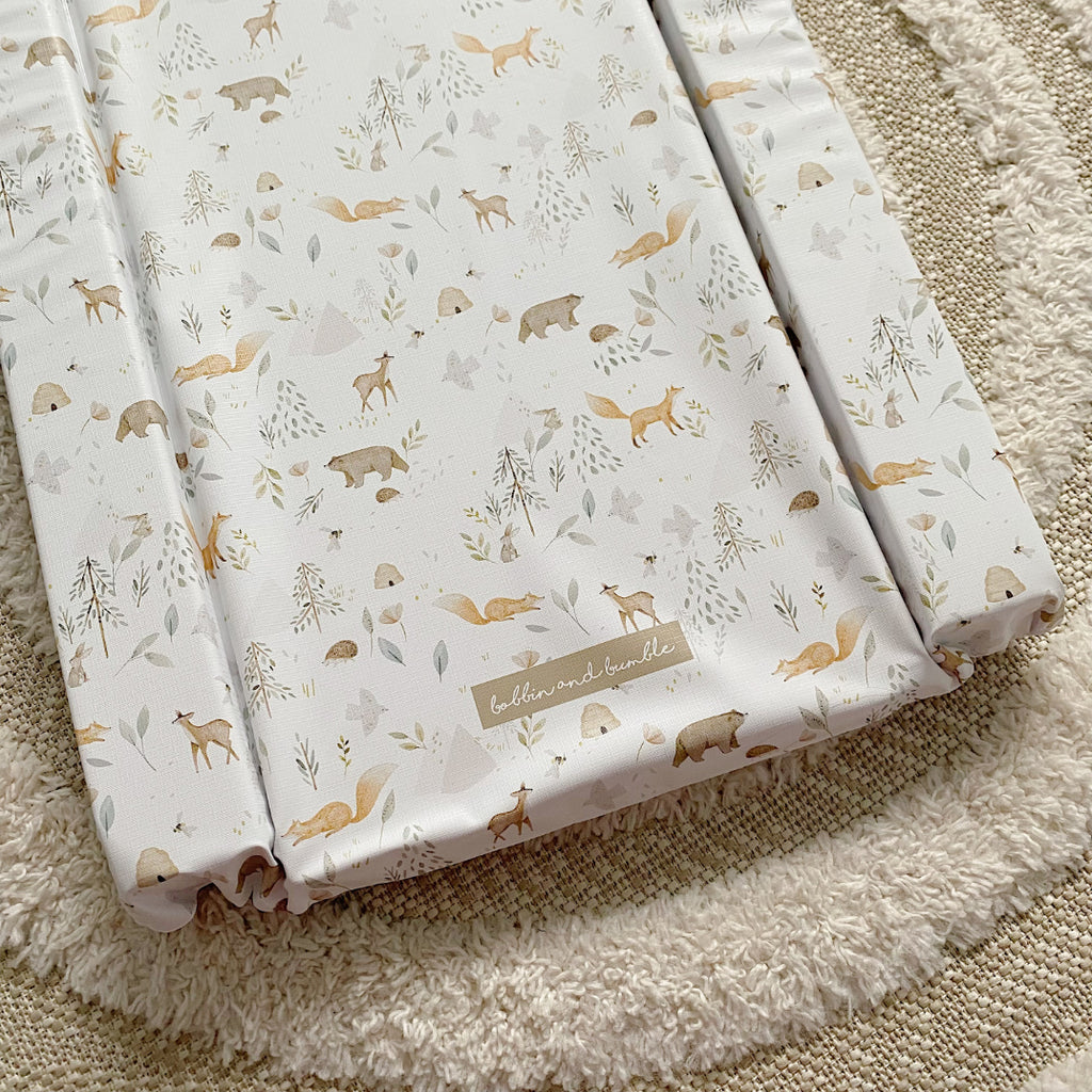 Deluxe Baby Changing Mat - Woodland Animals Print | Bobbin and Bumble.