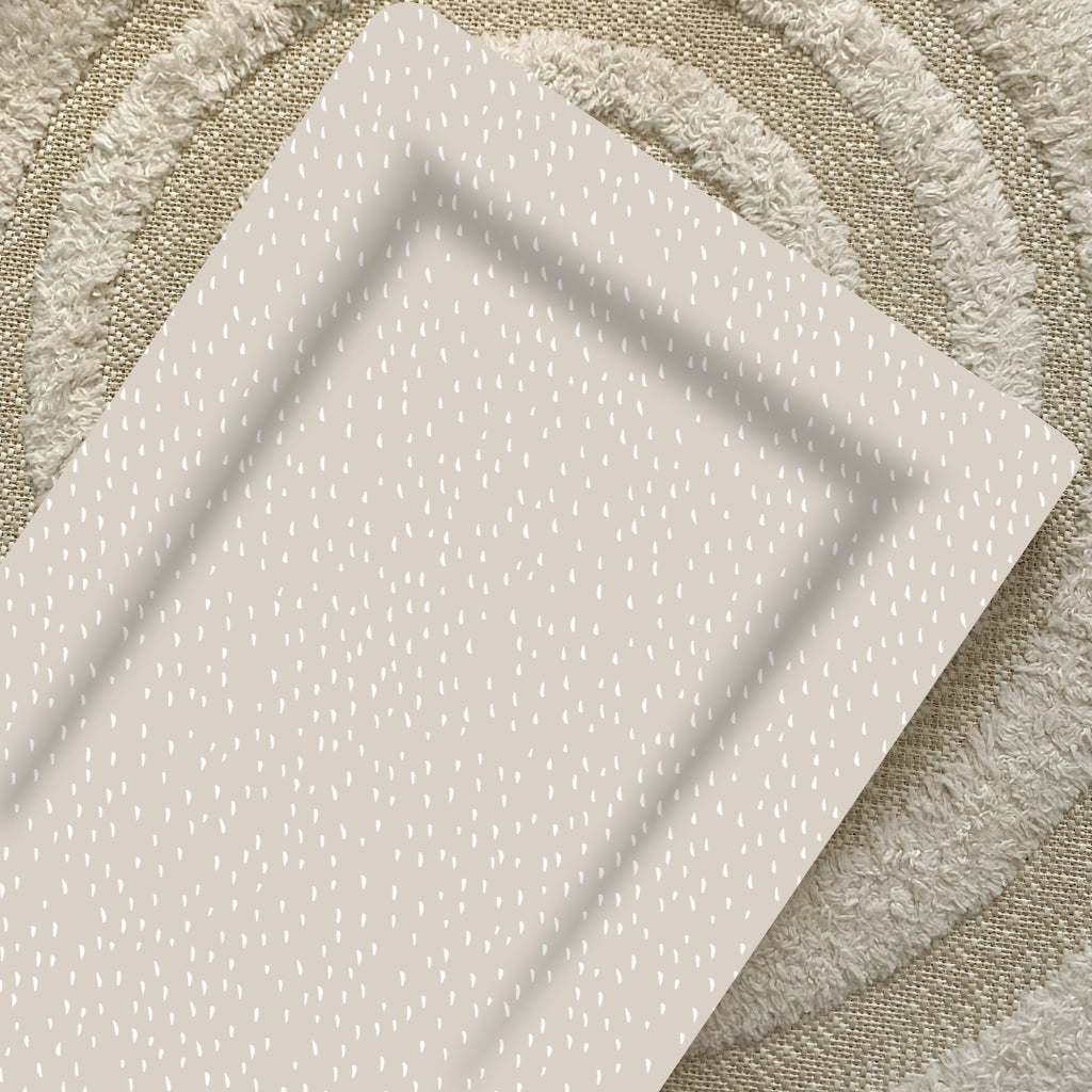 Deluxe Baby Changing Mat - Greige dash neutral Print | Bobbin and Bumble.