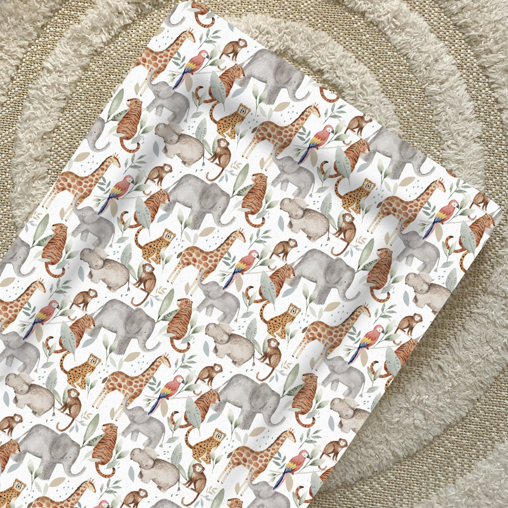 Deluxe Baby Changing Mat - Jungle Animals Print | Bobbin and Bumble.