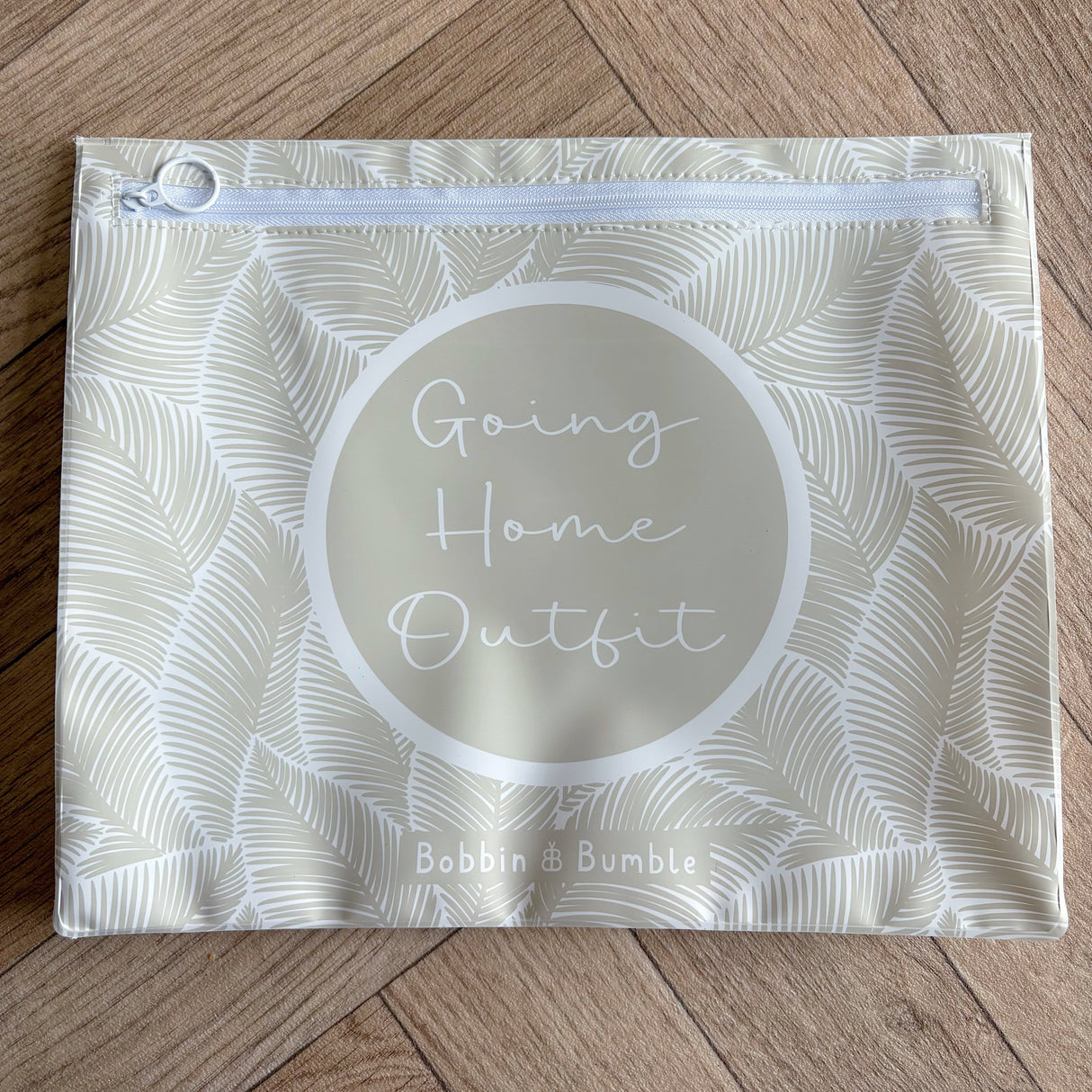 Hospital Bag Organiser Pouches | Zip Closure | Unisex Beige Leaf Print