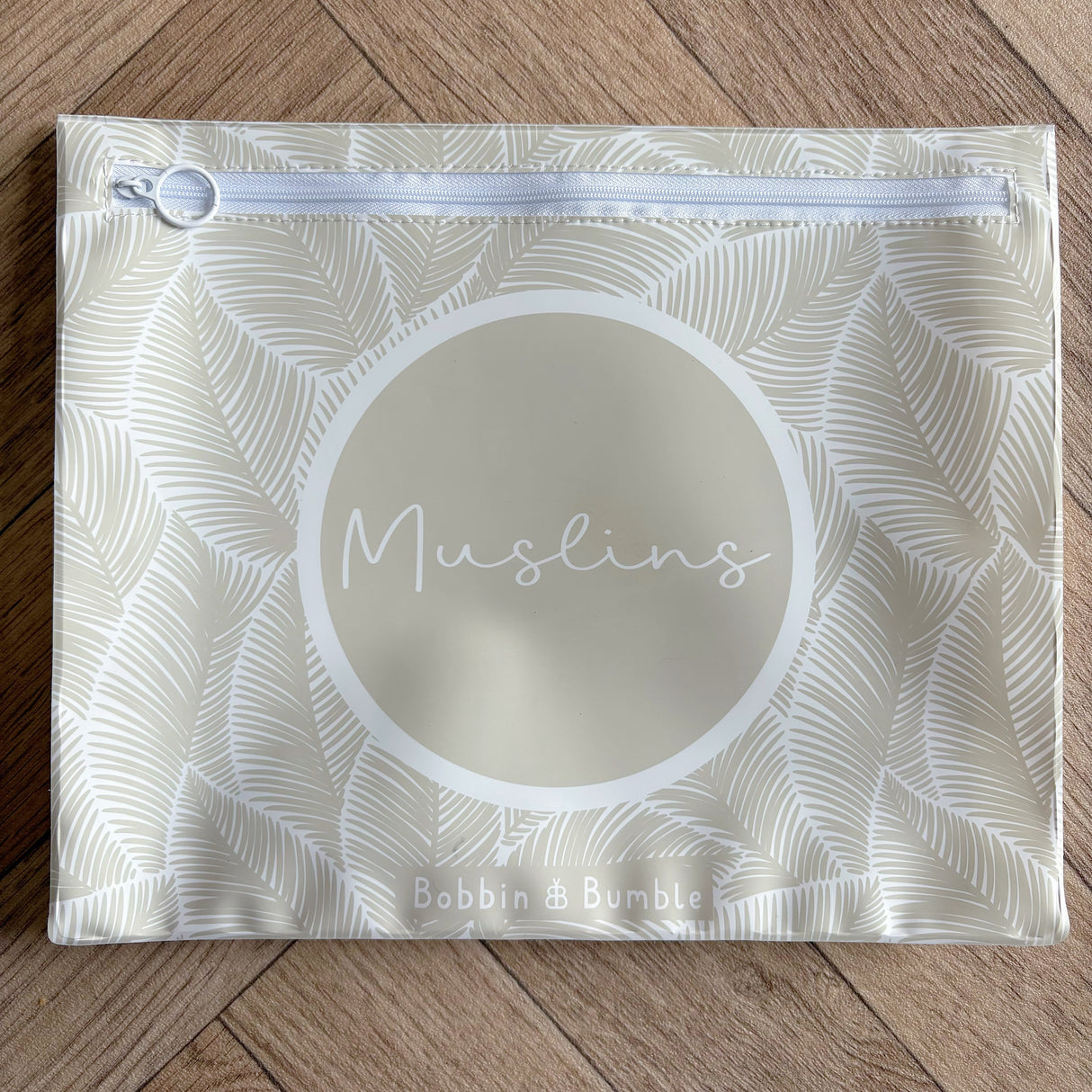 Hospital Bag Organiser Pouches | Zip Closure | Unisex Beige Leaf Print