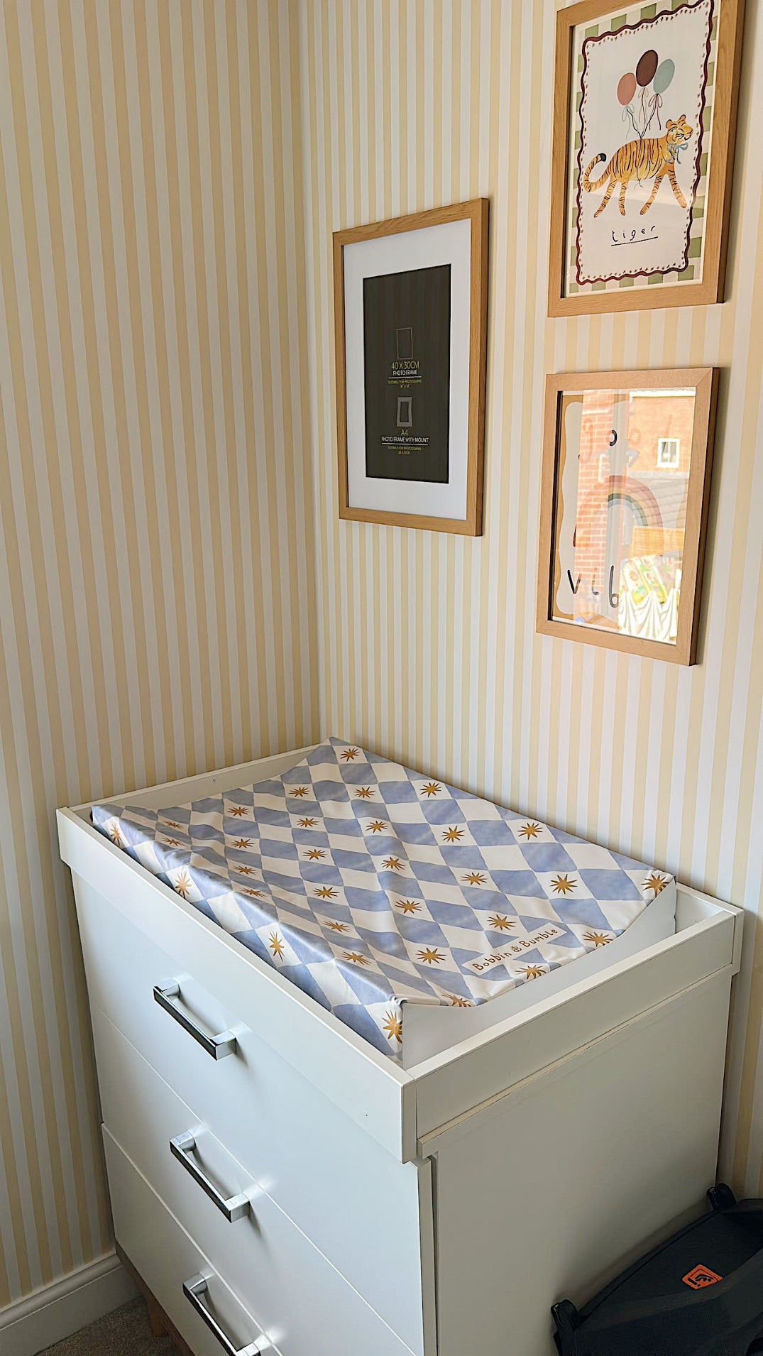Anti-Roll Wedge Baby Changing Mat - Blue Harlequin