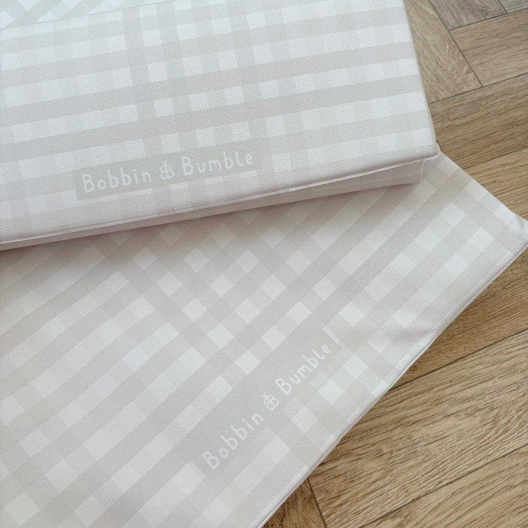 Complete Baby Changing Mat Bundle -  Beige Gingham