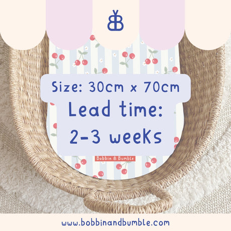 Cherry Stripe Print PVC Changing Basket Liner | Bobbin and Bumble