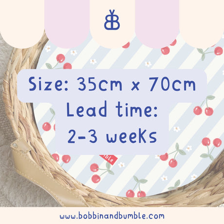 Cherry Stripe Print PVC Changing Basket Liner | Bobbin and Bumble