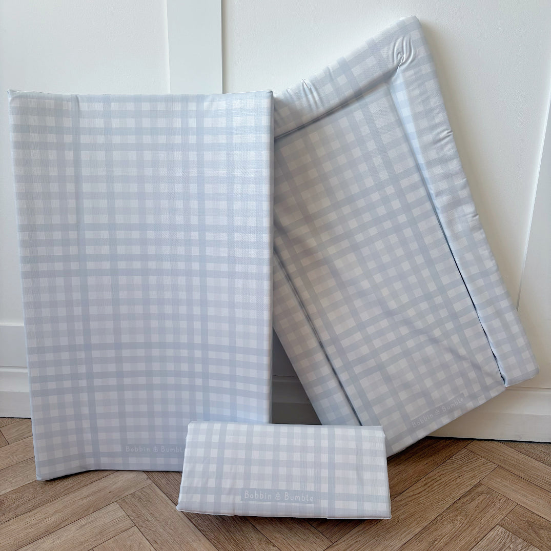 Complete Baby Changing Mat Bundle - Blue Gingham