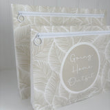 Hospital Bag Organiser Pouches | Zip Closure | Unisex Beige Leaf Print