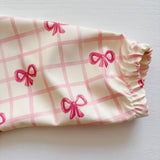 Long Sleeved Baby Bib - Pink Bow