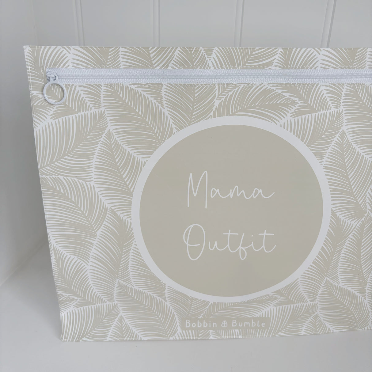 Hospital Bag Organiser Pouches | Zip Closure | Unisex Beige Leaf Print