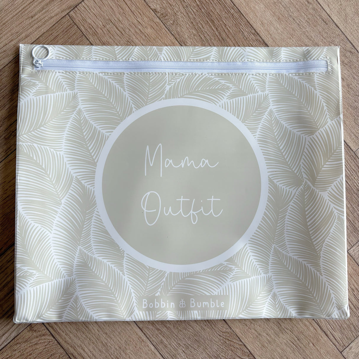 Hospital Bag Organiser Pouches | Zip Closure | Unisex Beige Leaf Print