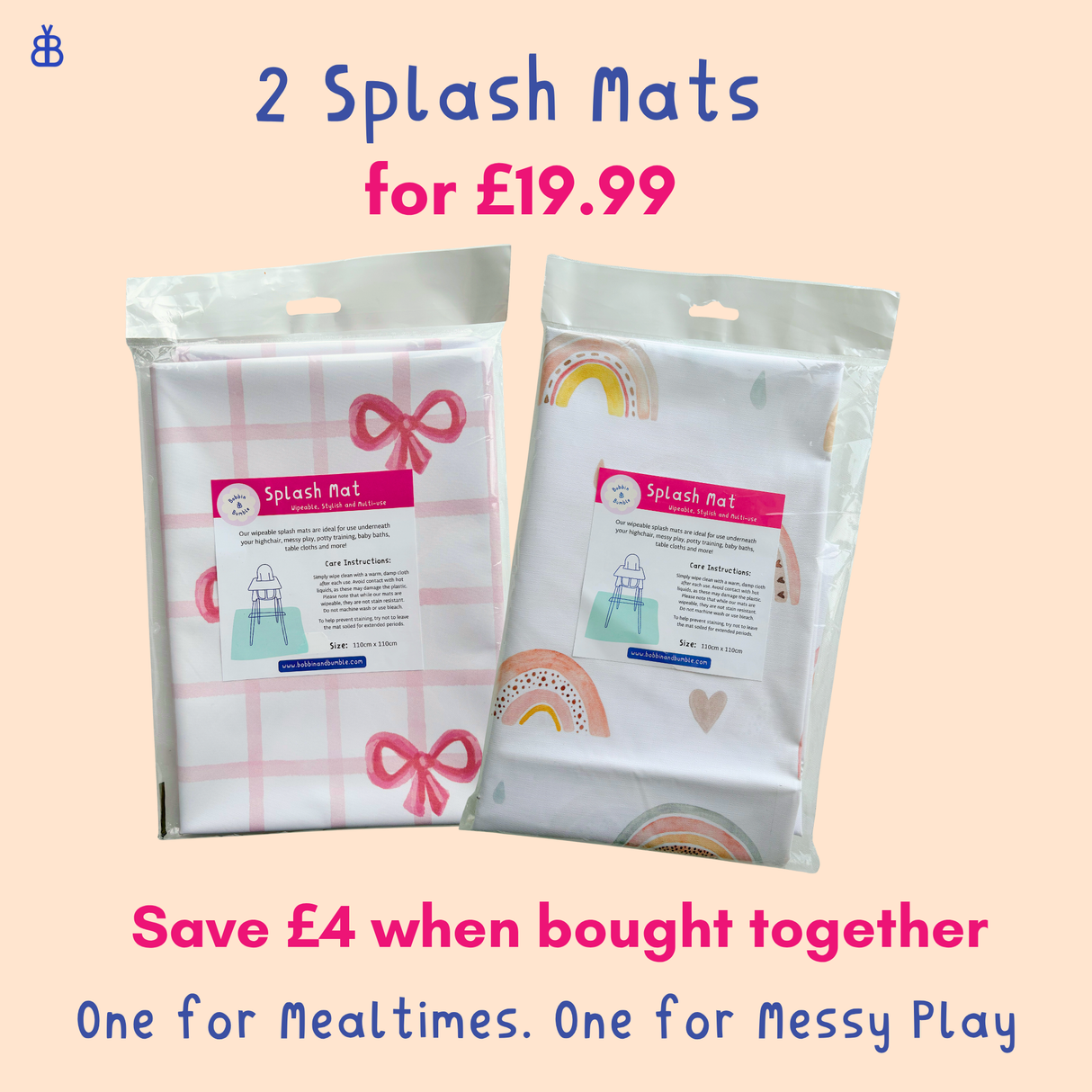 Splash Mat Bundle - Rainbow Beau and Pink Bows