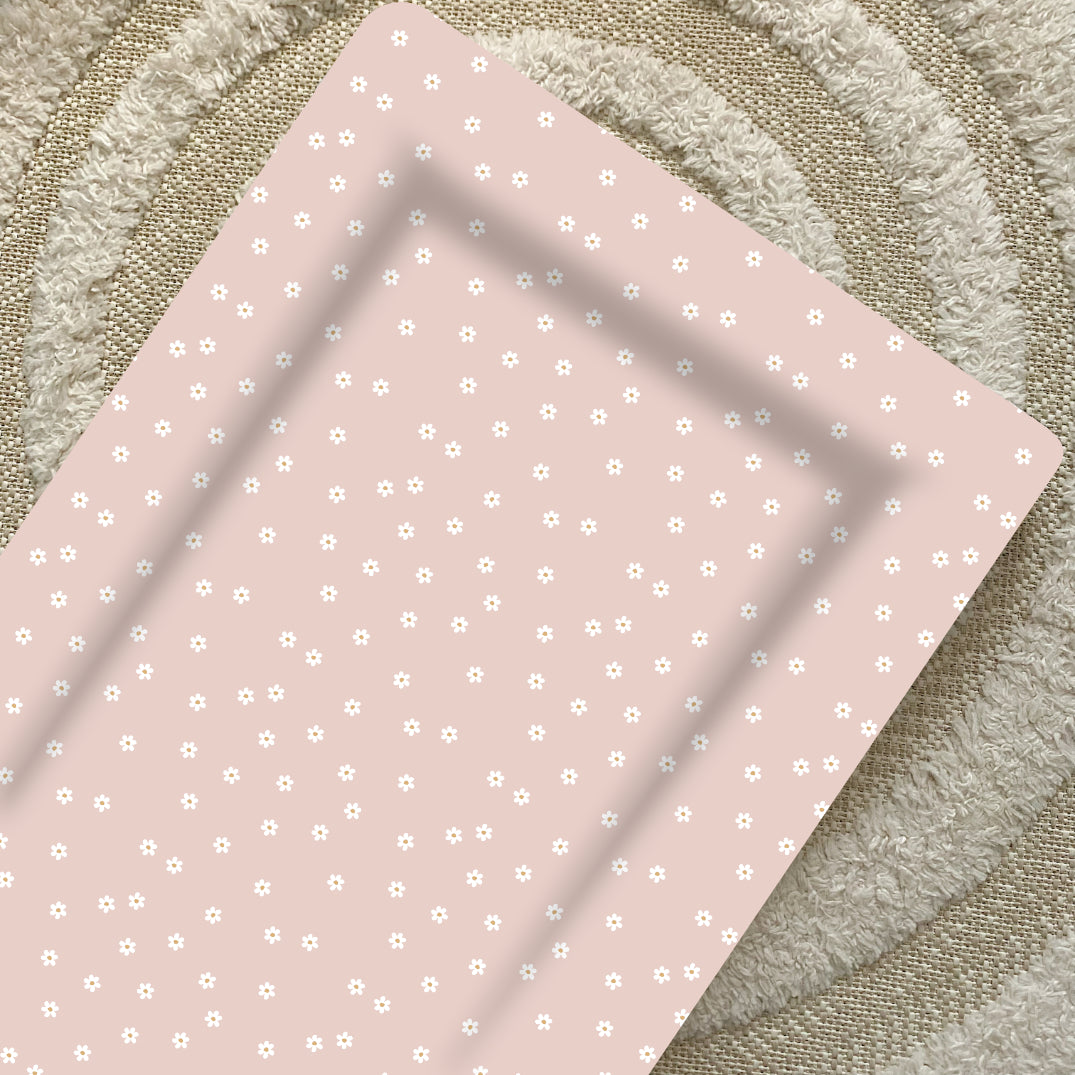 Pink Print Mat Standard Changing Mat - Pink Daisy Print | Bobbin and Bumble