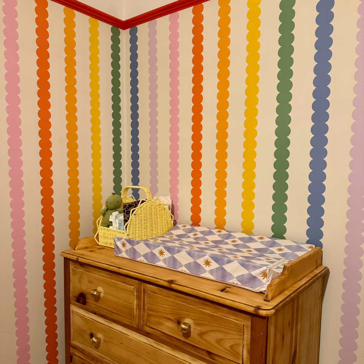 Anti-Roll Wedge Baby Changing Mat - Blue Harlequin