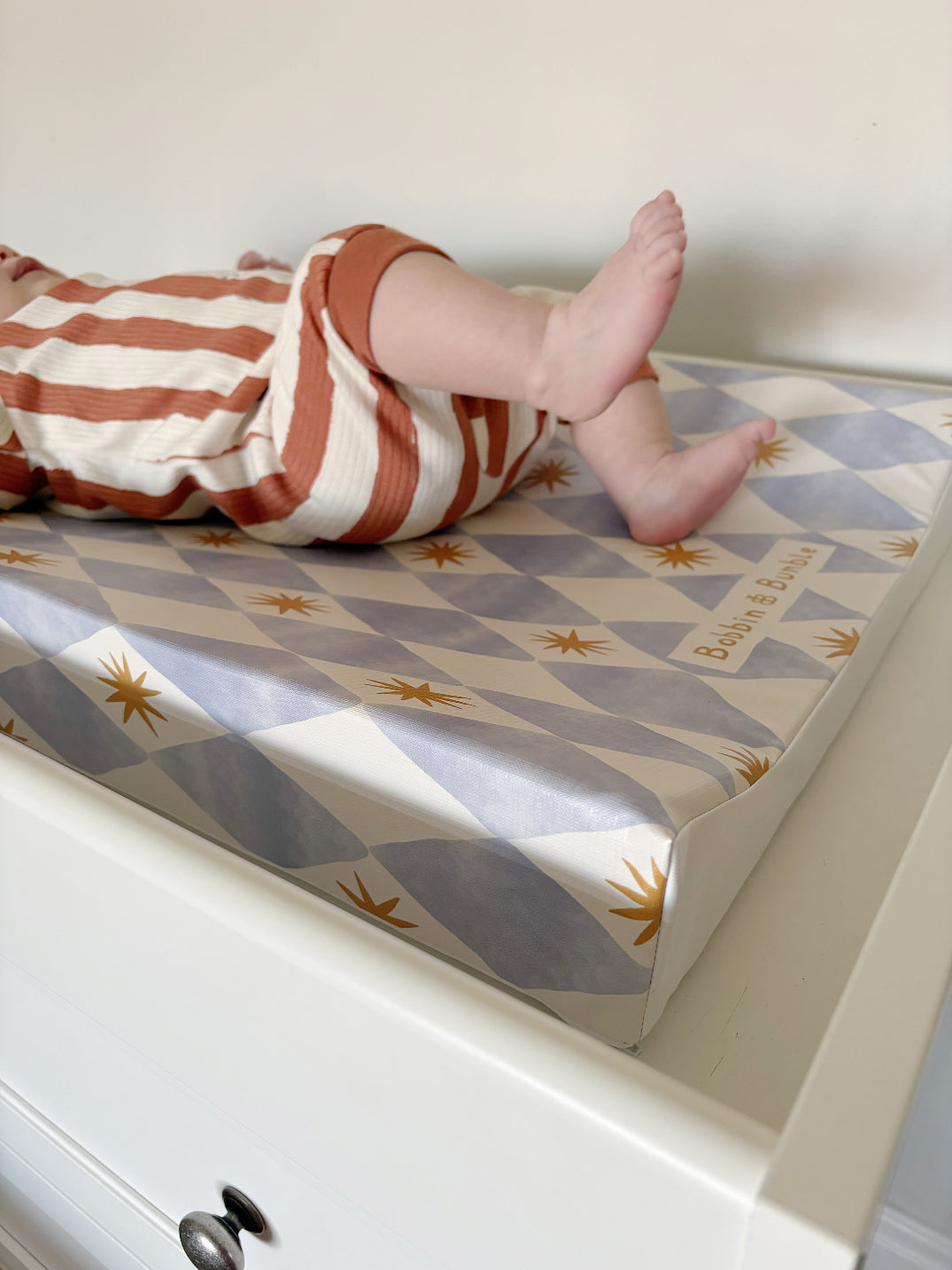 Anti-Roll Wedge Baby Changing Mat - Blue Harlequin
